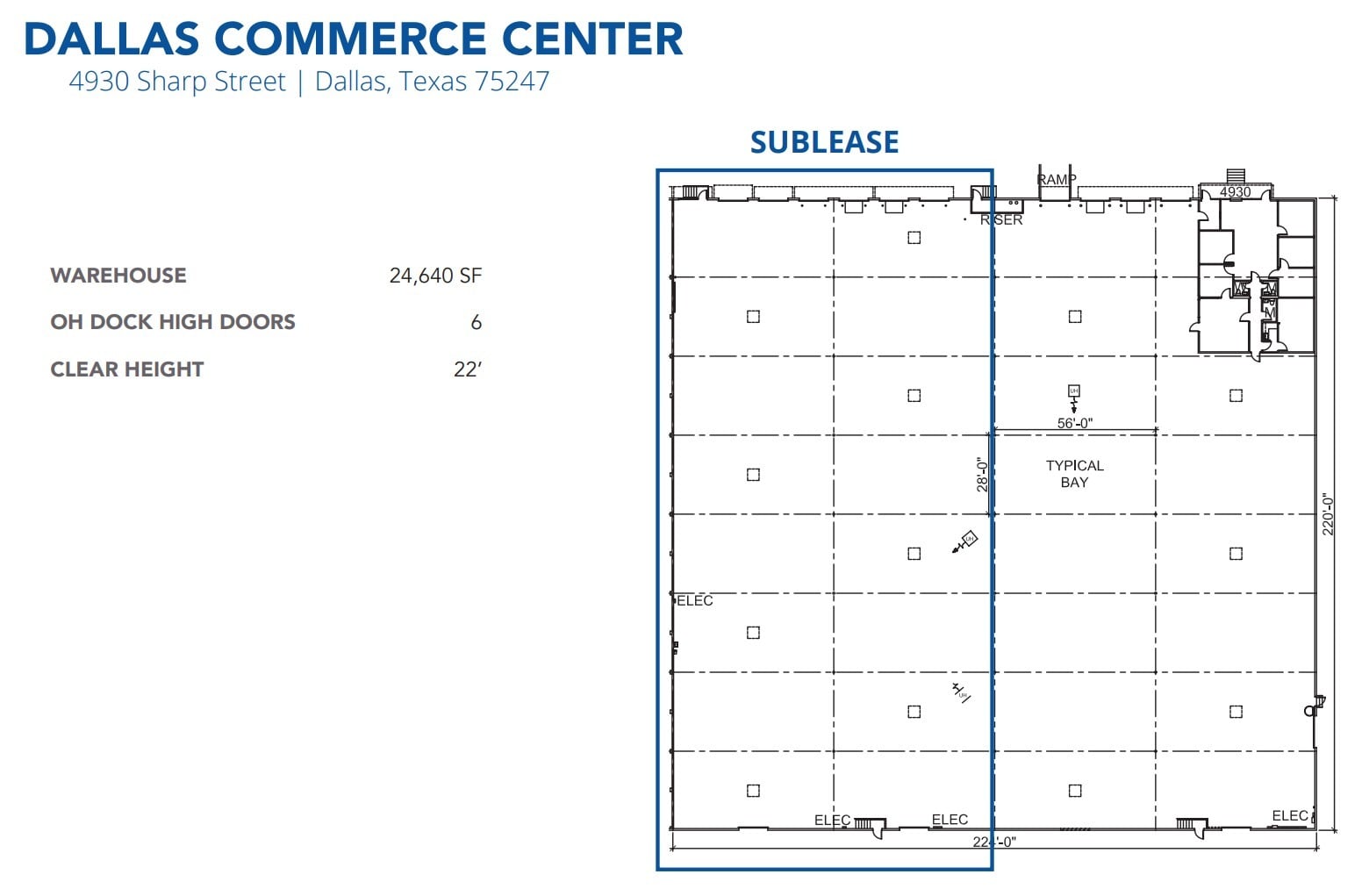 4900-4930 Sharp St, Dallas, TX à louer Plan d’étage- Image 1 de 1