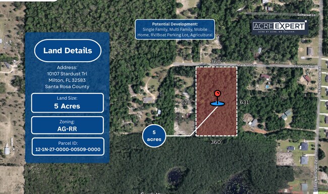 Plus de détails pour 10107 Stardust Trl, Milton, FL - Terrain à vendre