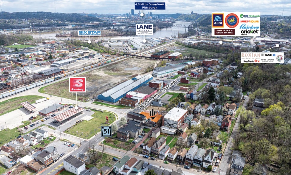 Island Avenue, McKees Rocks, PA for lease - Aerial - Image 2 of 7