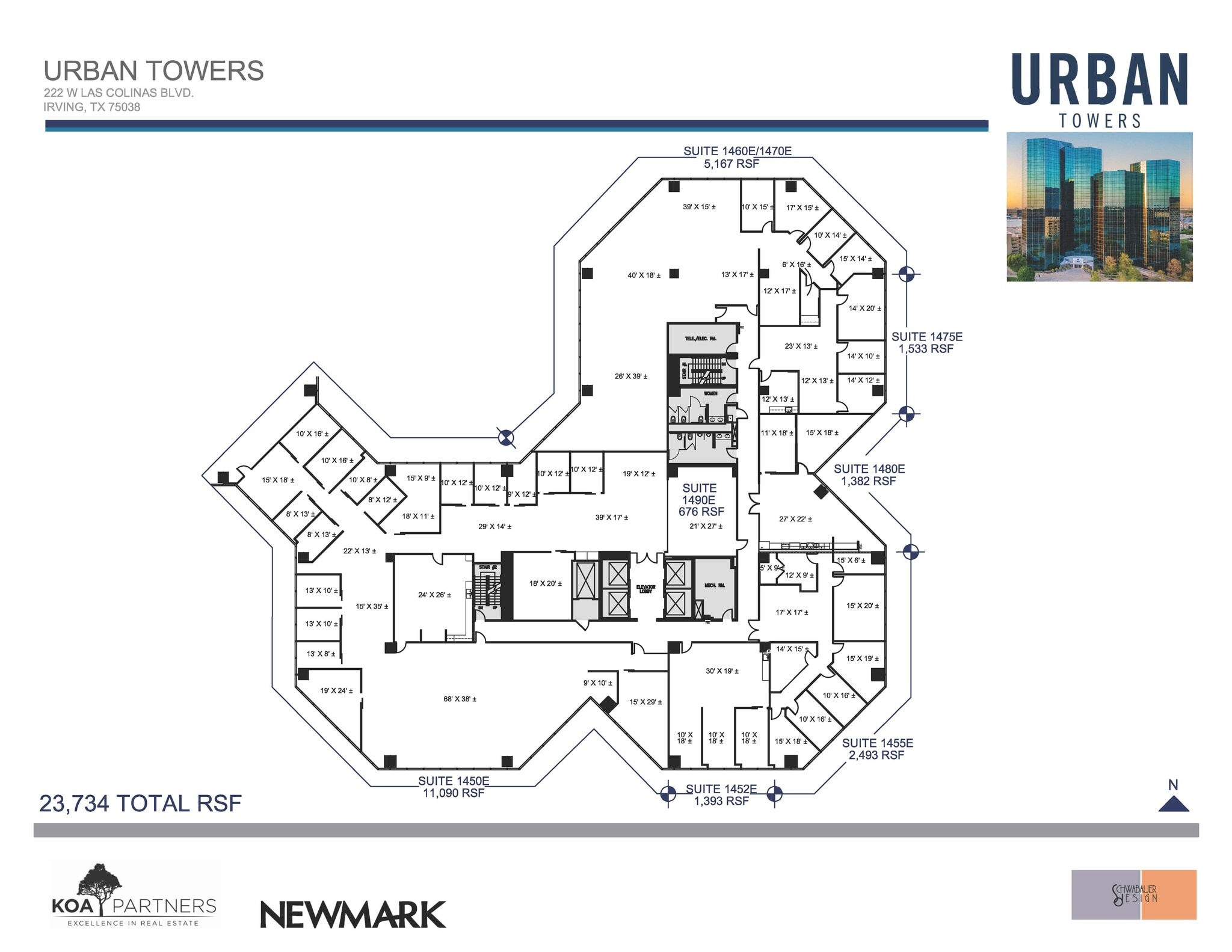 222 W Las Colinas Blvd, Irving, TX à louer Plan d’étage- Image 1 de 2