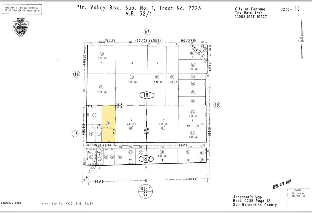 15132 Washington Dr, Fontana, CA à vendre Plan cadastral- Image 1 de 2