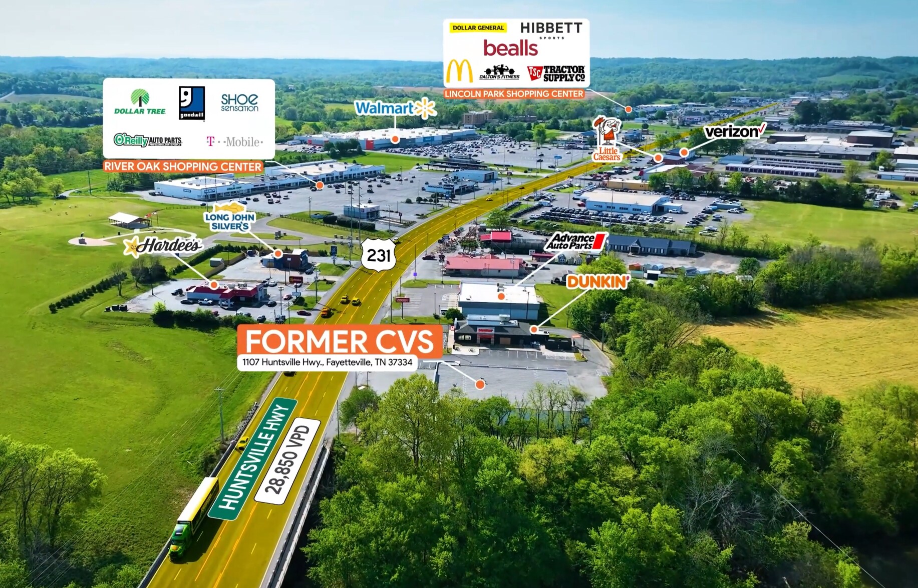 1107 Huntsville Hwy, Fayetteville, TN à louer Aérien- Image 1 de 11