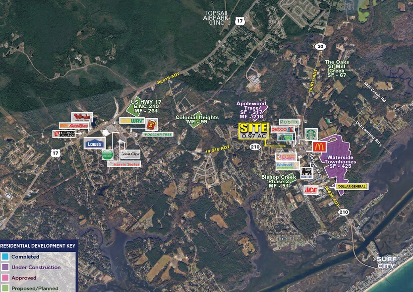 NC 210 & Kayda Way, Hampstead, NC for lease - Aerial - Image 2 of 3
