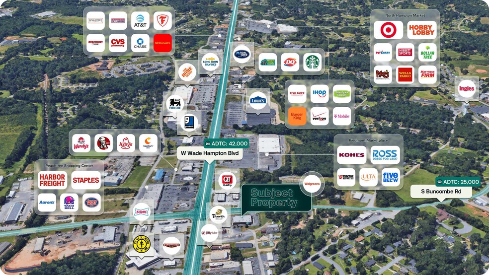 1232 W Wade Hampton Blvd, Greer, SC for sale - Aerial - Image 2 of 2