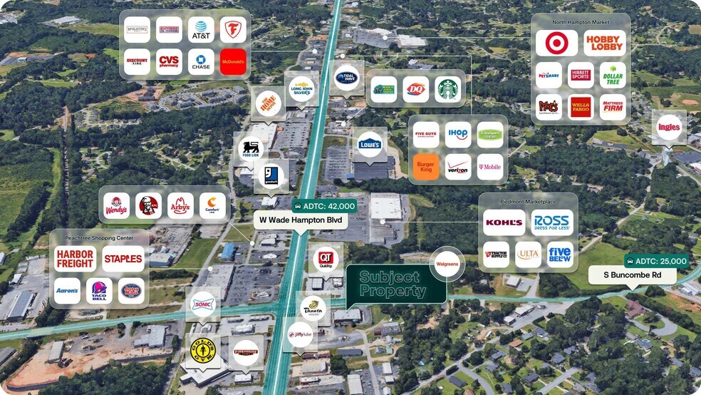 1232 W Wade Hampton Blvd, Greer, SC à vendre - Aérien - Image 2 de 2