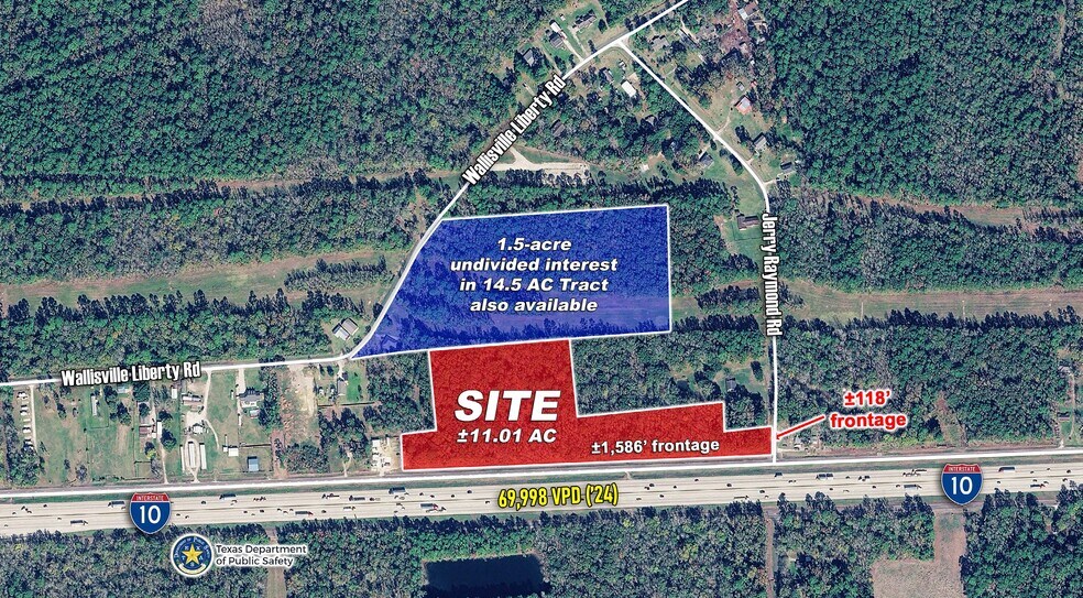 I-10 & Jerry Raymond Rd, Wallisville, TX à vendre - Aérien - Image 1 de 3