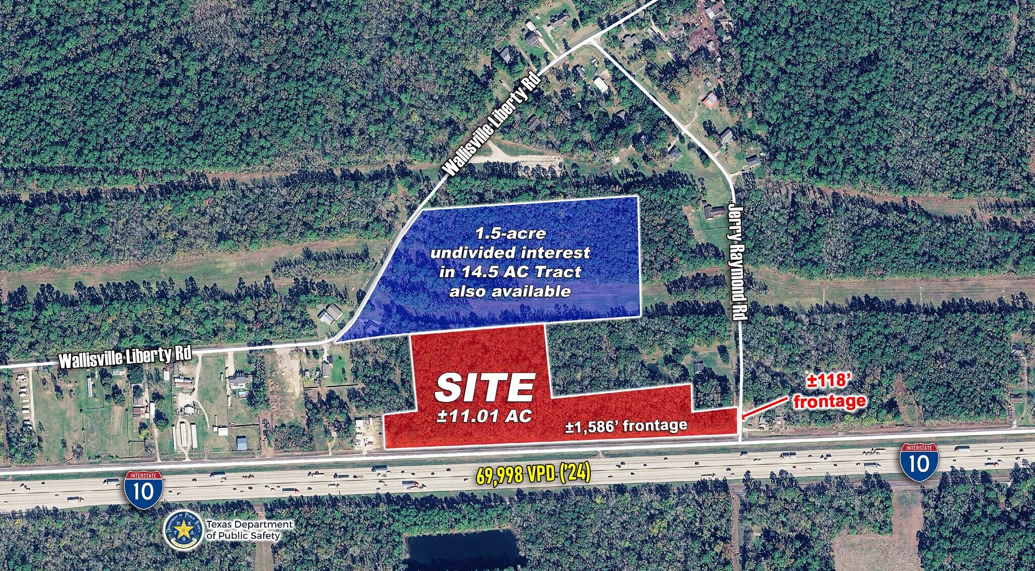 I-10 & Jerry Raymond Rd, Wallisville, TX à vendre Aérien- Image 1 de 4