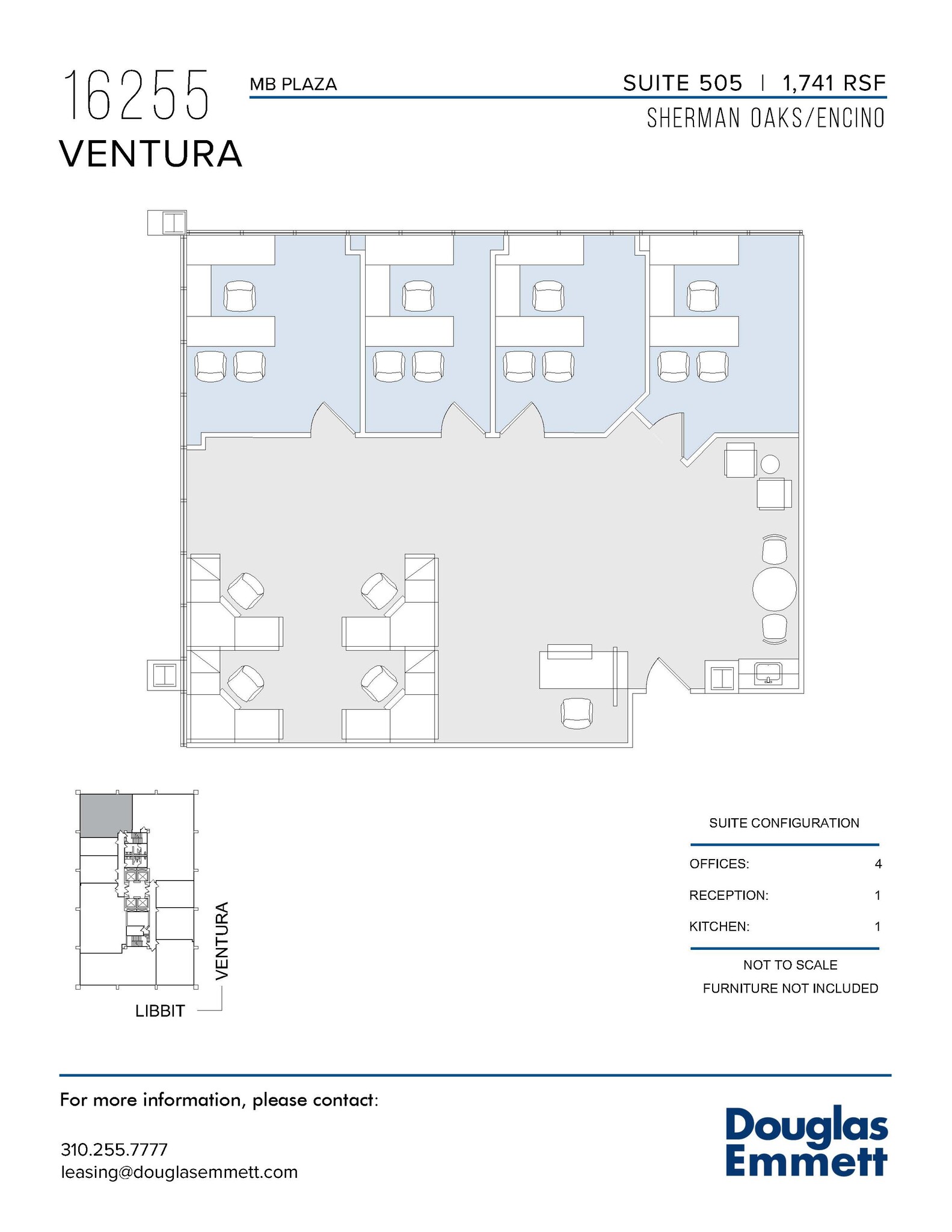 16255 Ventura Blvd, Encino, CA à louer Plan d’étage- Image 1 de 1