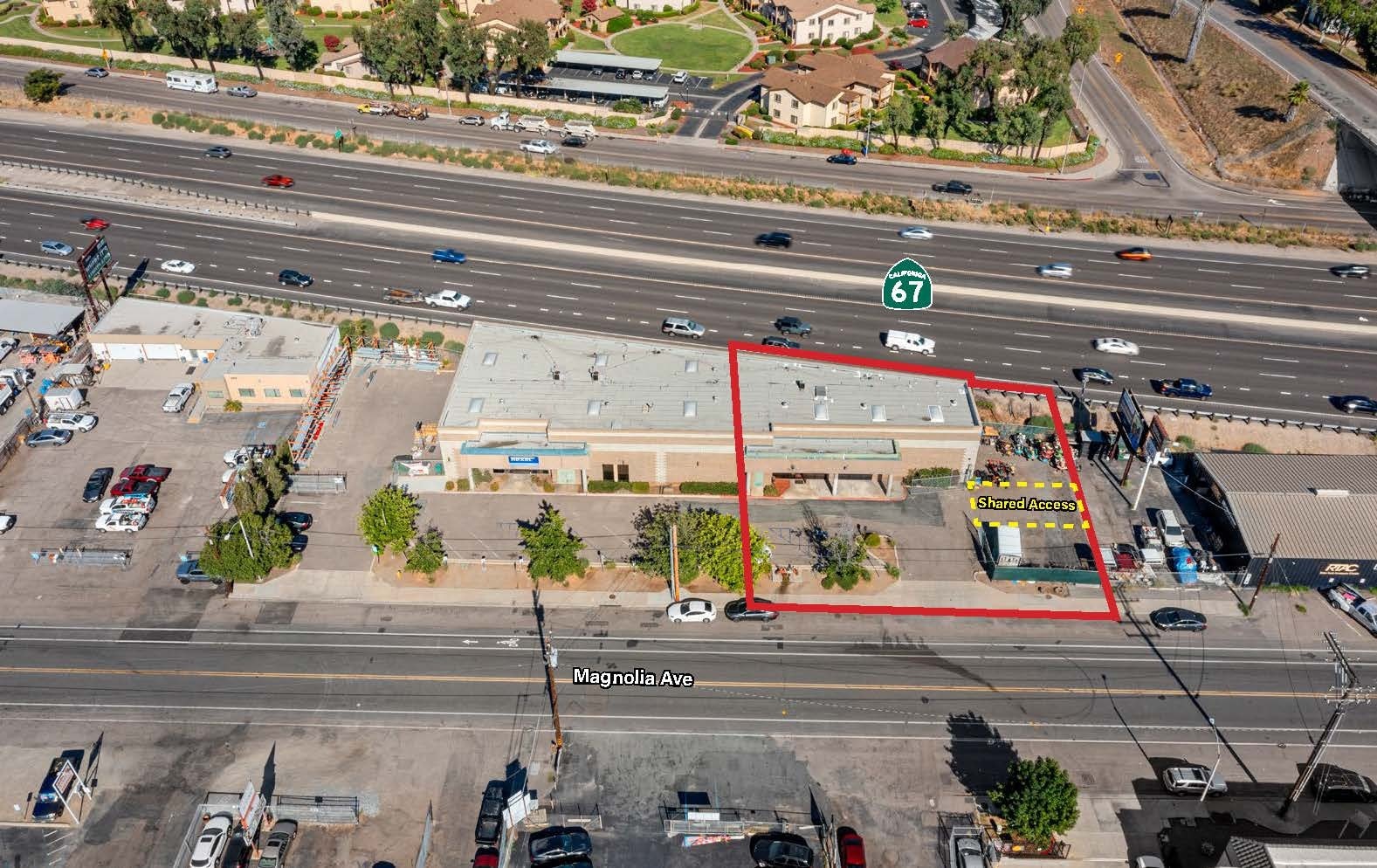 1325 Magnolia Ave, El Cajon, CA for lease Aerial- Image 1 of 3