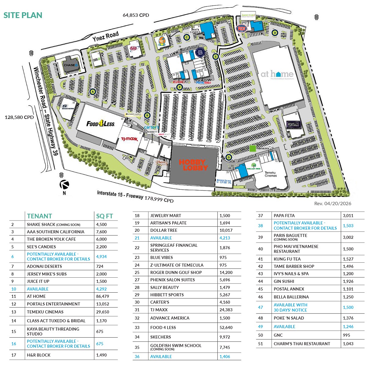 26471 Ynez Rd, Temecula, CA à louer Plan de site- Image 1 de 1