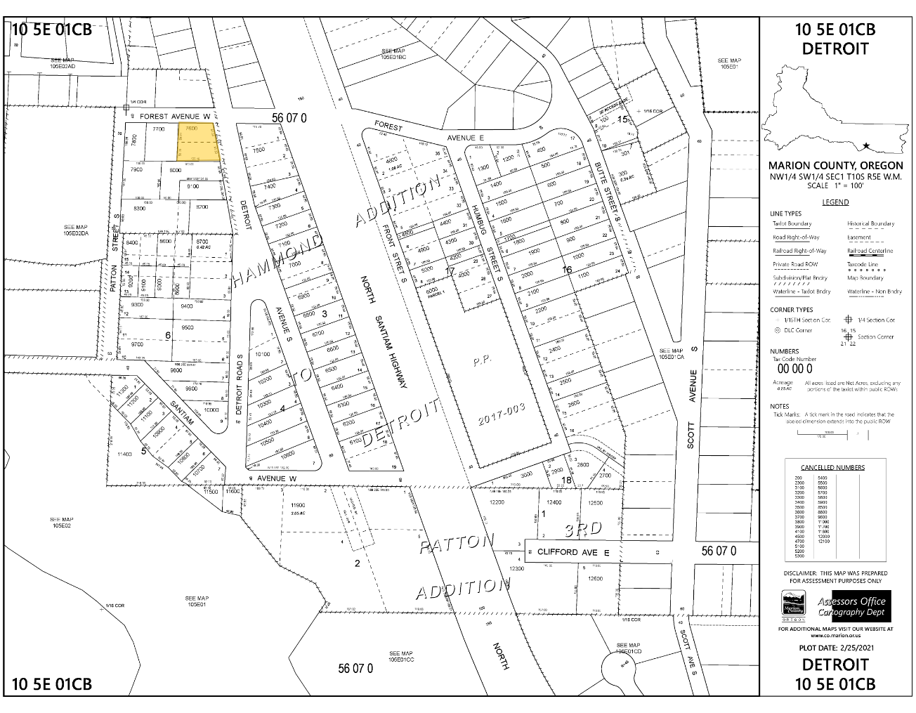 100 S Detroit Ave, Detroit, OR for sale Plat Map- Image 1 of 2