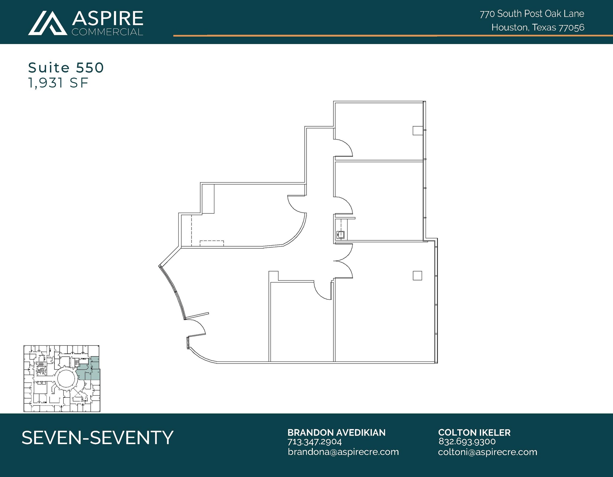 770 S Post Oak Ln, Houston, TX à louer Plan d’étage- Image 1 de 4