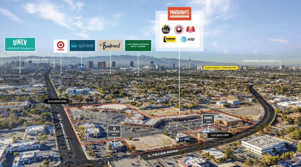 3220-3370 E Flamingo Rd, Las Vegas, NV à louer - Aérien - Image 3 de 12