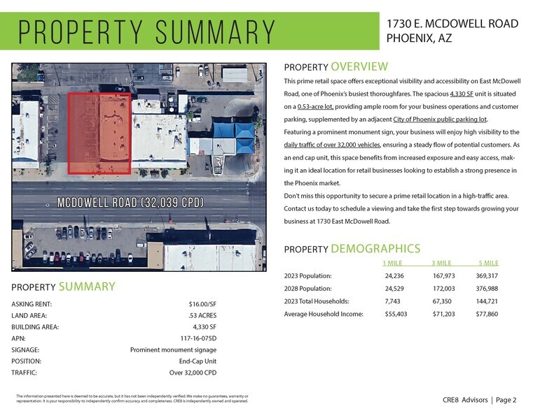 1730 E McDowell Rd, Phoenix, AZ à louer - Photo du bâtiment - Image 3 de 5