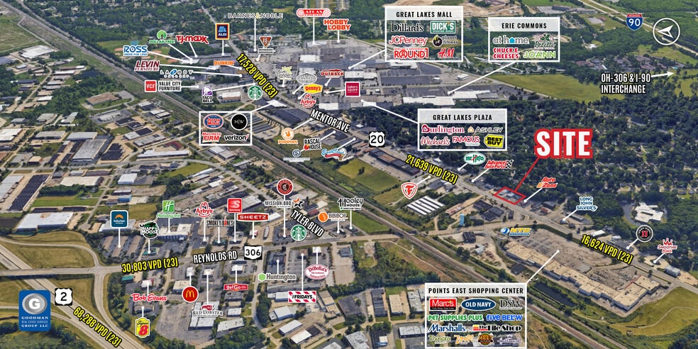 7444 Mentor Ave, Mentor, OH for lease - Aerial - Image 2 of 3