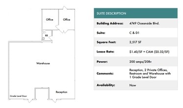 1818 Peacock Blvd, Oceanside, CA for lease Floor Plan- Image 1 of 2