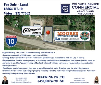 More details for 18864 I-10, Vidor, TX - Land for Sale