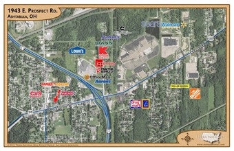 1943-1949 E Prospect Rd, Ashtabula, OH - aerial  map view