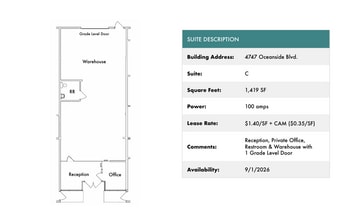 1818 Peacock Blvd, Oceanside, CA à louer Plan d’étage- Image 1 de 1