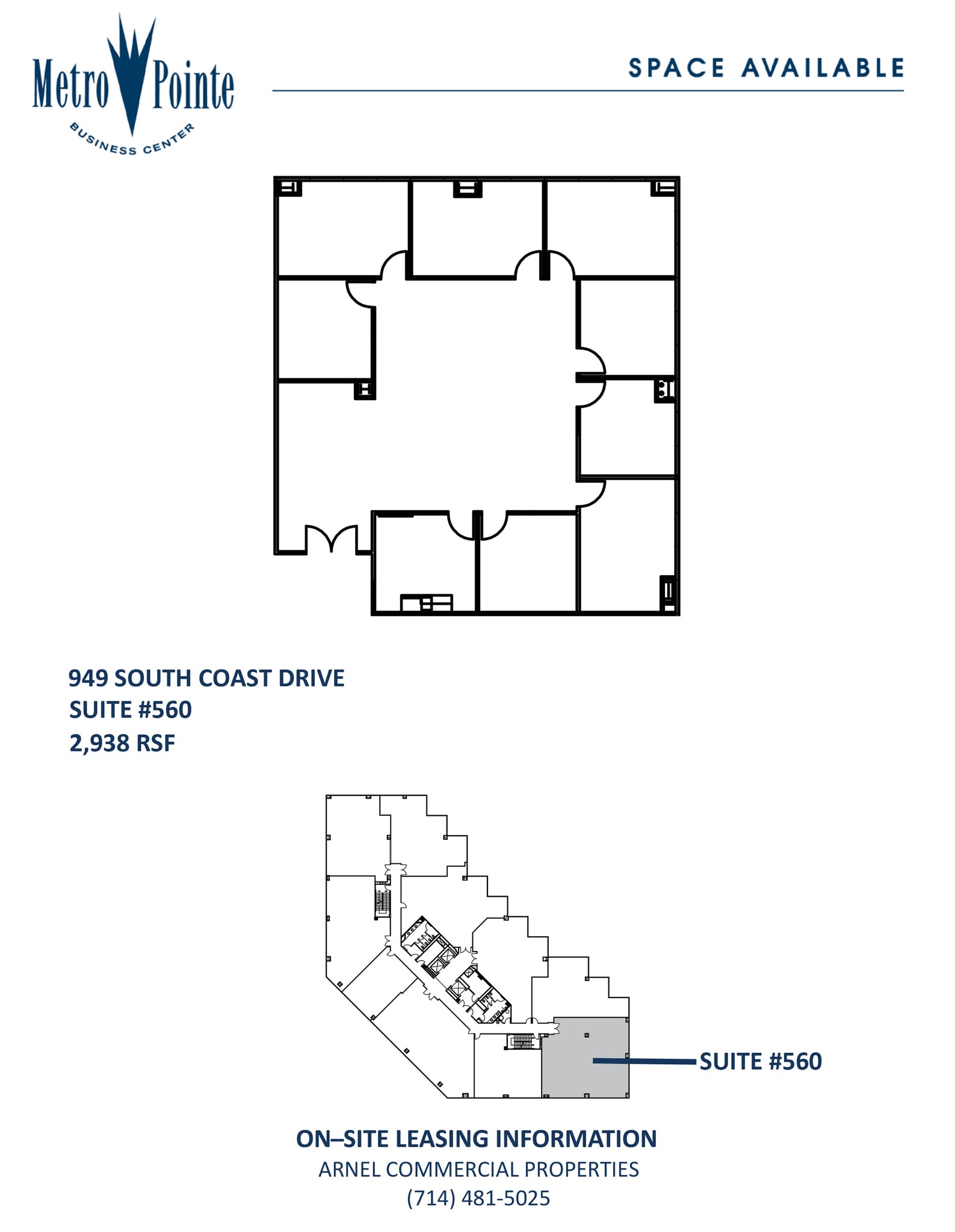 949 S Coast Dr, Costa Mesa, CA à louer Plan d’étage- Image 1 de 1