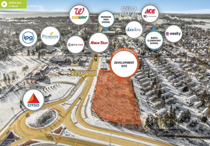 Racine Rd, Menasha, WI for sale - Aerial - Image 2 of 2