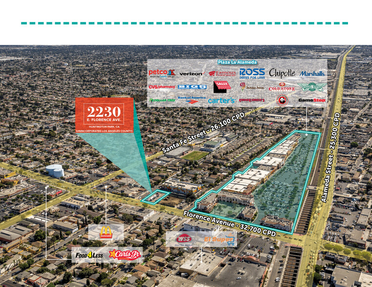 2230 E Florence Ave, Huntington Park, CA for lease - Aerial - Image 2 of 3