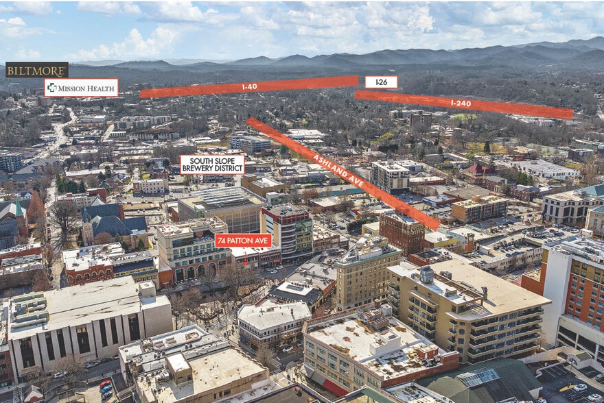 72-74 Patton Ave, Asheville, NC for lease - Aerial - Image 3 of 15