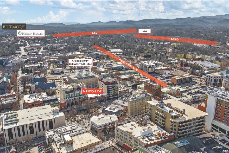 72-74 Patton Ave, Asheville, NC à louer - Aérien - Image 3 de 15