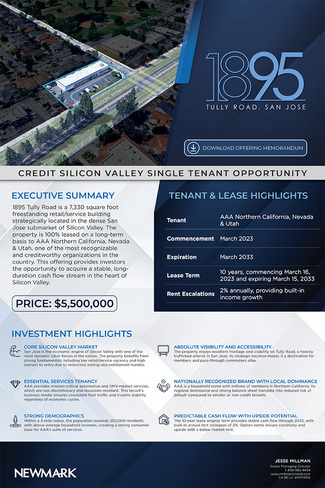 Plus de détails pour 1895 Tully Rd, San Jose, CA - Commerce de détail à vendre
