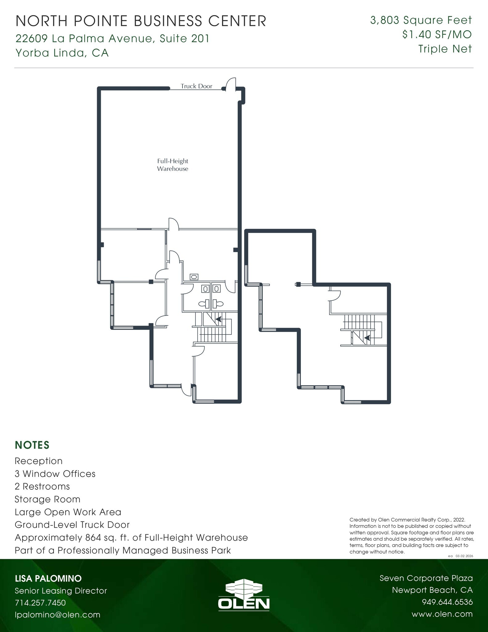 22609 La Palma Ave, Yorba Linda, CA à louer Plan d’étage- Image 1 de 1