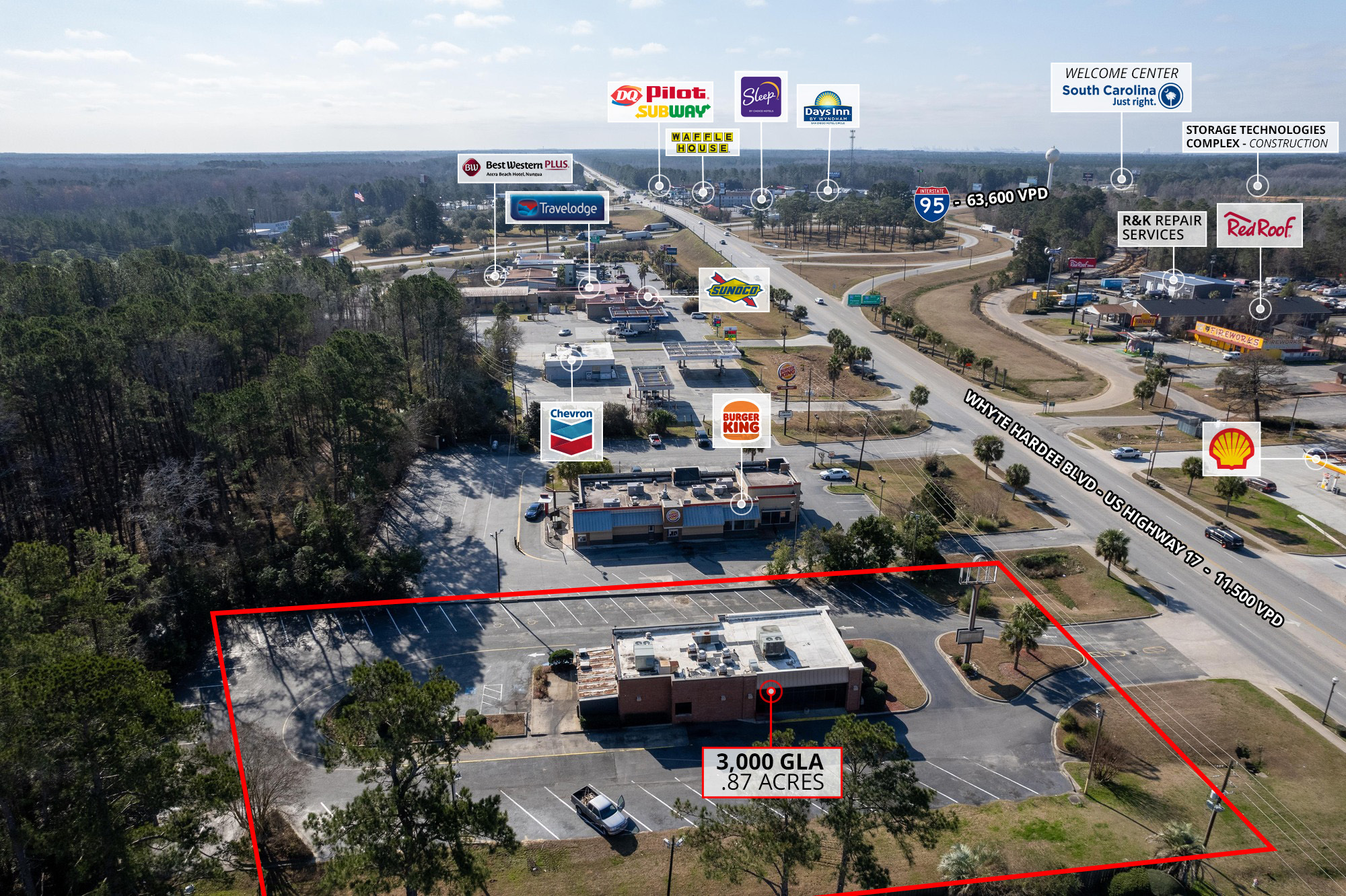 18896 Whyte Hardee Blvd, Hardeeville, SC for lease Aerial- Image 1 of 4