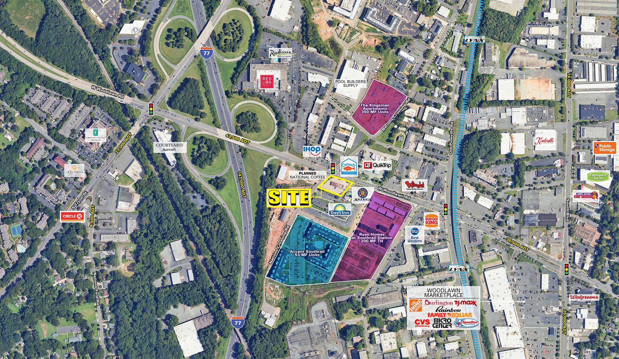 100 E Woodlawn Rd, Charlotte, NC for sale Aerial- Image 1 of 1