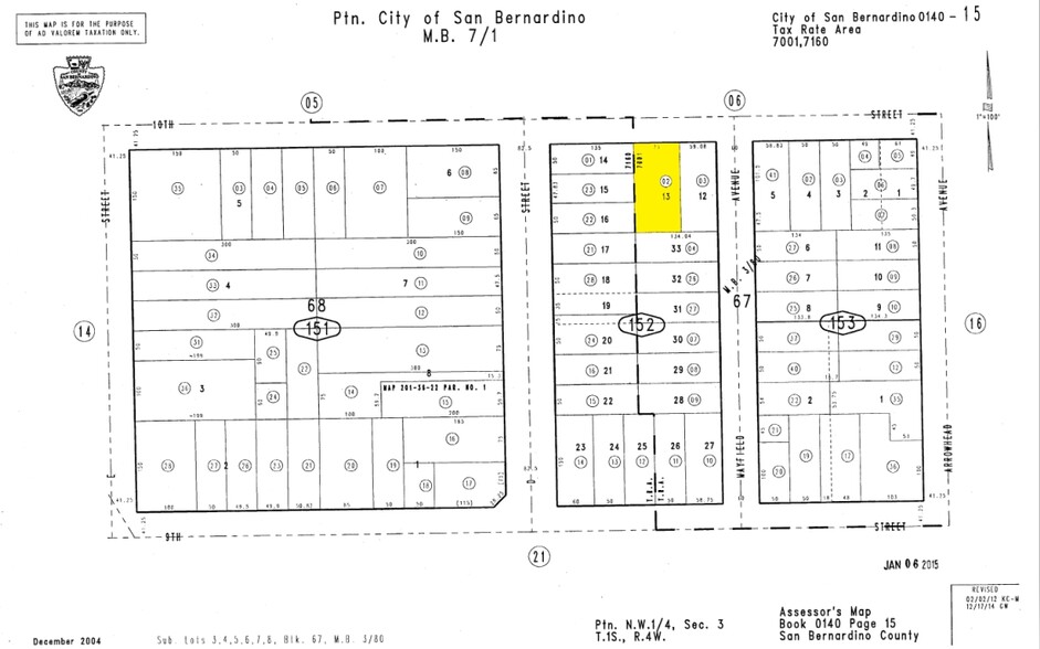 367 W 10th St, San Bernardino, CA à vendre - Plan cadastral - Image 1 de 1