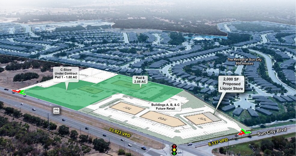 TX-195 & Sun City Blvd, Georgetown, TX à vendre - Photo du bâtiment - Image 1 de 9