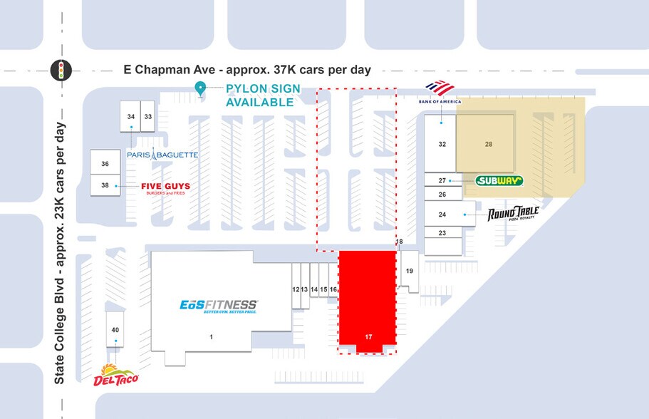 2400-2520 E Chapman Ave, Fullerton, CA à louer - Photo du bâtiment - Image 2 de 12