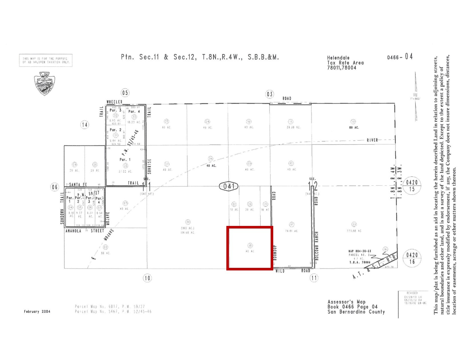 18606 Wild Rd, Helendale, CA à vendre Plan cadastral- Image 1 de 1