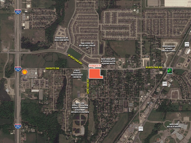 SEC of W Red Oak Rd & Live Oak St, Red Oak, TX for sale - Aerial - Image 3 of 4