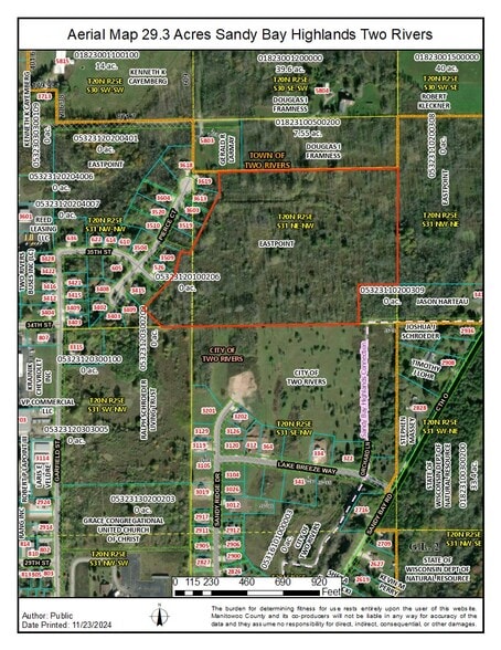 Sandy Bay Road Rd, Two Rivers, WI à vendre - Aérien - Image 3 de 8