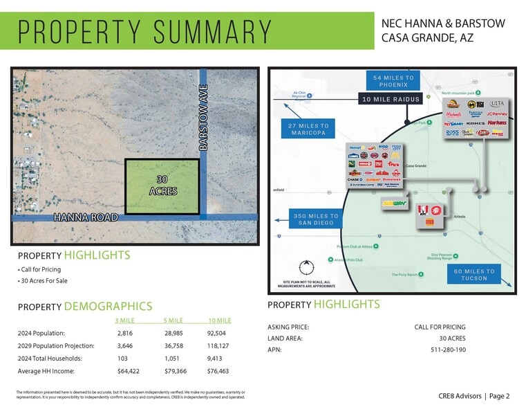 NEC Hanna Road & Barstow ave, Casa Grande, AZ for sale - Building Photo - Image 3 of 3