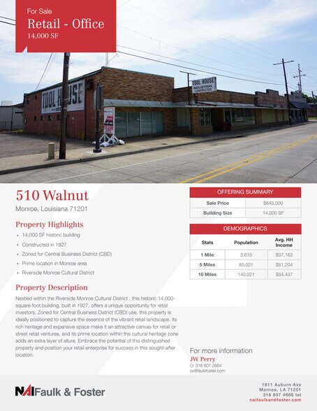 510 Walnut St, Monroe, LA à vendre - Photo du bâtiment - Image 2 de 6