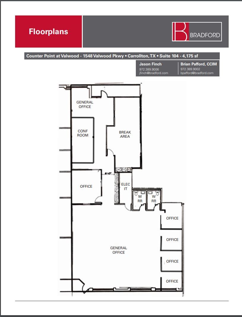 1544 Valwood Pky, Carrollton, TX for lease Floor Plan- Image 1 of 1