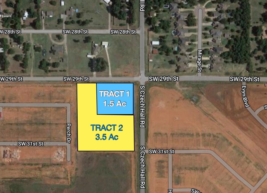 SW 29th & Czech Hall Rd - Tract 2, Yukon, OK à vendre Aérien- Image 1 de 2