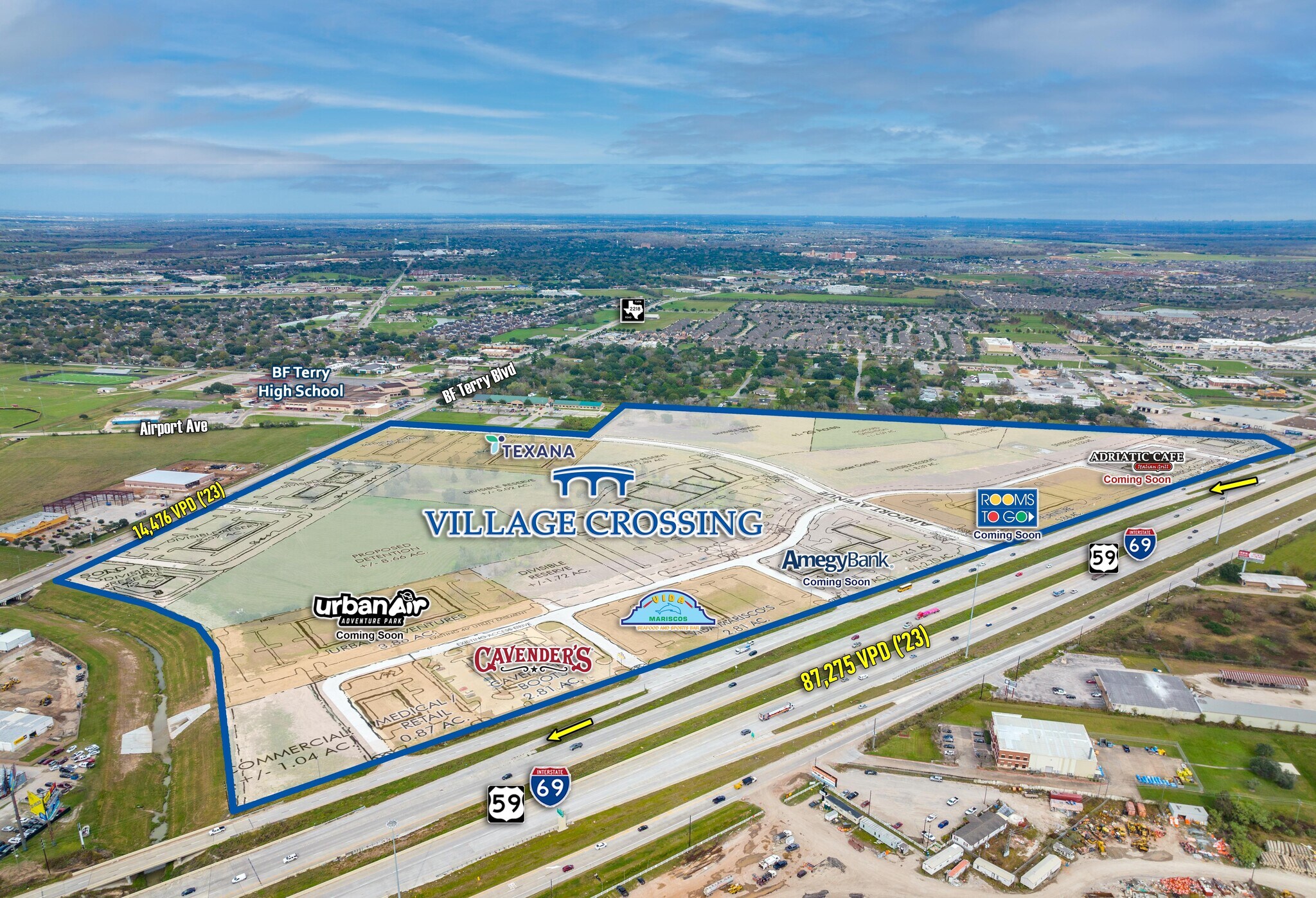 Highway 59 & FM 2218, Rosenberg, TX à vendre Aérien- Image 1 de 7