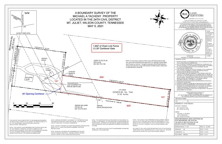 3971 Beckwith Rd, Mount Juliet, TN à vendre - Plan de site - Image 2 de 2