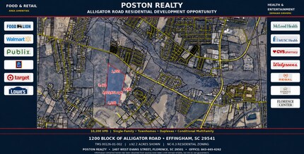 1420 block of Alligator Road, Effingham, SC - Aerial map view