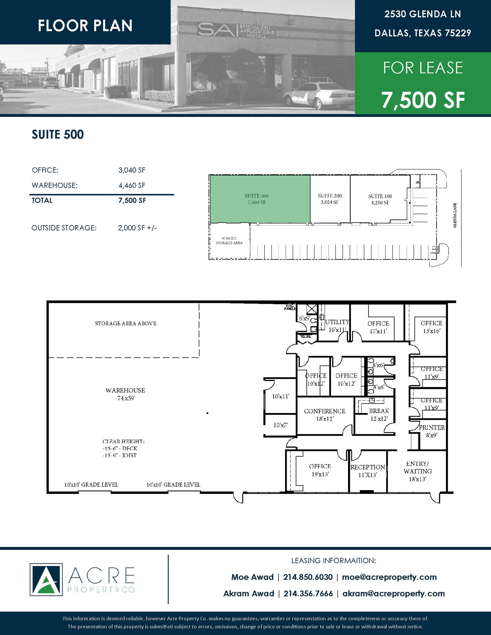 2530 Glenda Ln, Dallas, TX for lease Floor Plan- Image 1 of 1