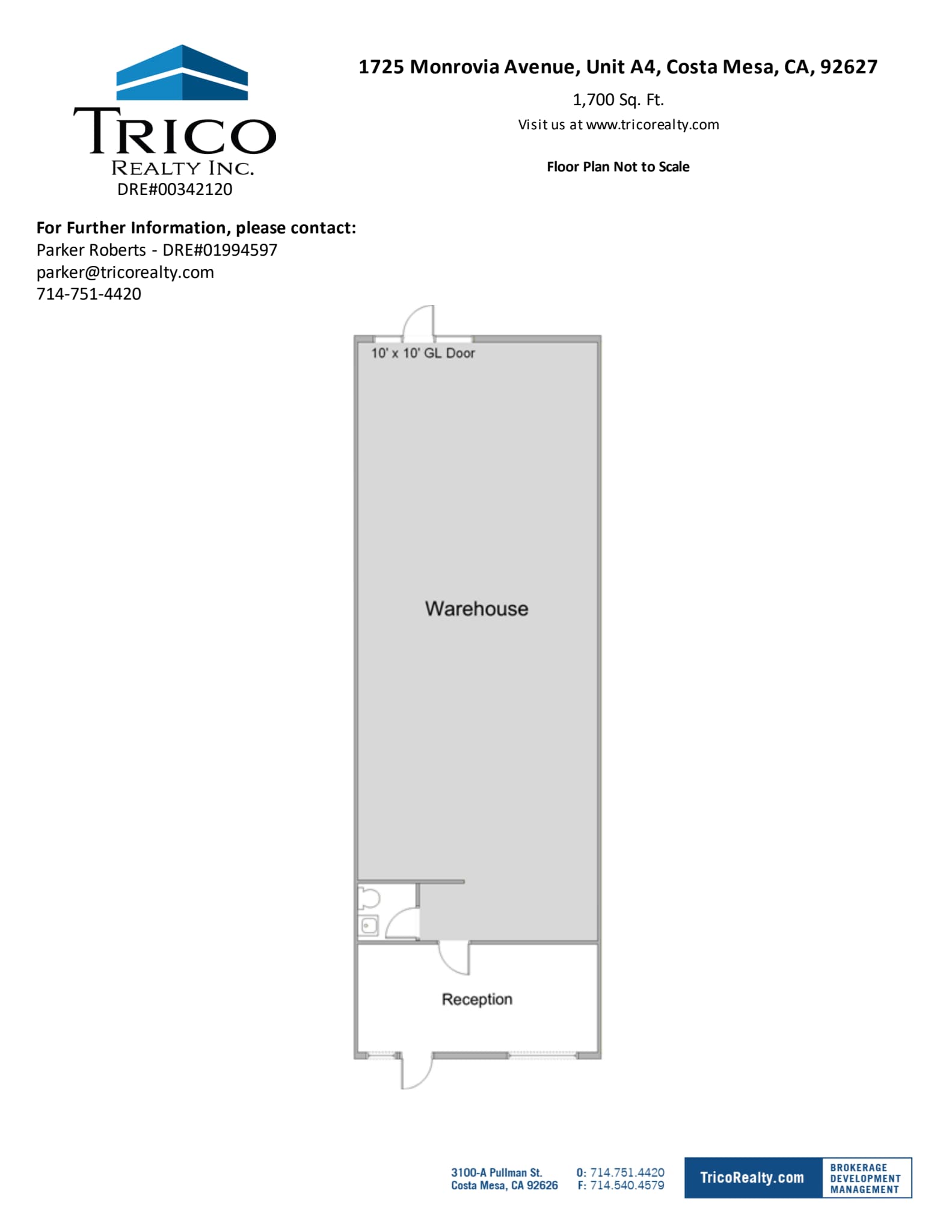 1725 Monrovia Ave, Costa Mesa, CA for lease Floor Plan- Image 1 of 1