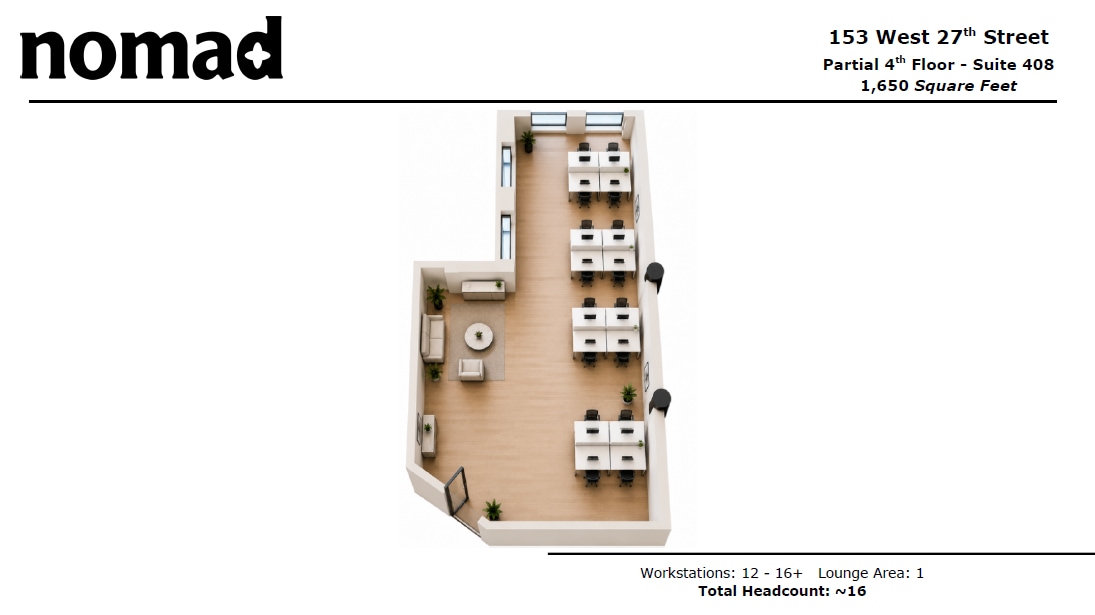 153 W 27th St, New York, NY à louer Plan d’étage- Image 1 de 5