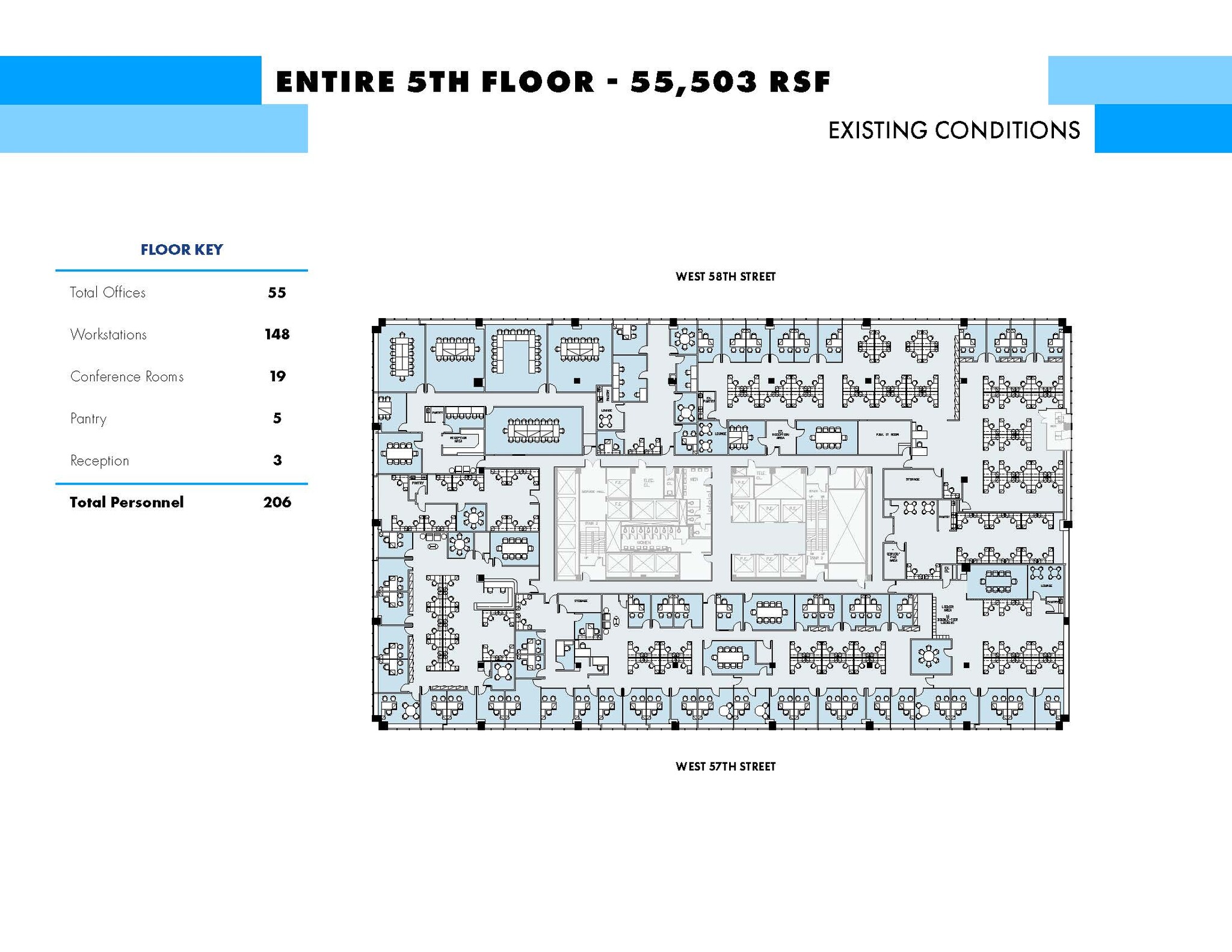 555 W 57th St, New York, NY à louer Plan d  tage- Image 1 de 1