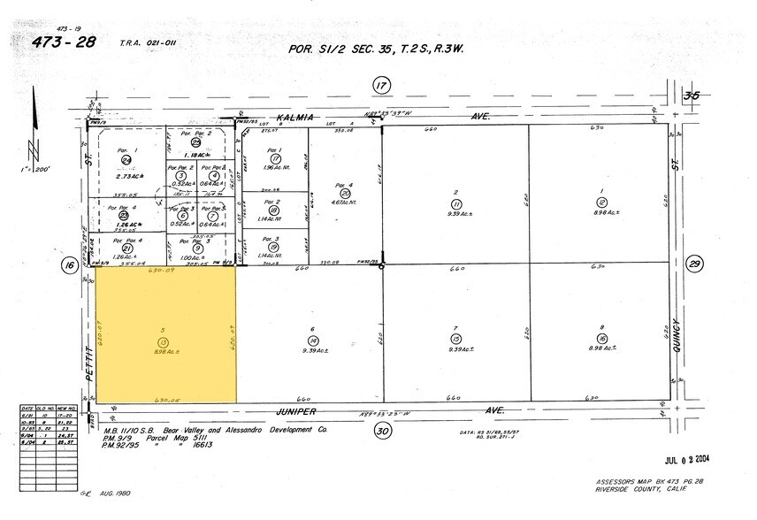 Pettit St And Juniper Ave, Moreno Valley, CA à vendre - Plan cadastral - Image 1 de 1